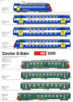 Aufkleberbogen SBB Fahrzeuge Züricher S-Bahn