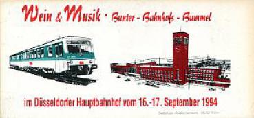 Miniatur Zuglaufschild Wein und Musik Düsseldorf HBF 1994