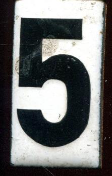 Zahl für Abfahrtstafel Emaille 5