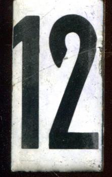 Zahl für Abfahrtstafel Emaille 12