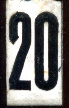 Zahl für Abfahrtstafel Emaille 20