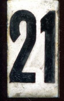 Zahl für Abfahrtstafel Emaille 21
