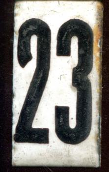 Zahl für Abfahrtstafel Emaille 23