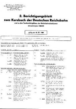Berichtigungsblatt 88 / 89 Kursbuch DR
