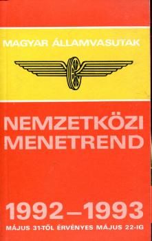 Kursbuch Ungarn 1992 / 1993 internationaler Verkehr