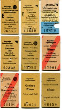 9 Fahrkarten Zugspitzbahn