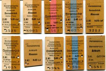 10 Fahrkarten Ankum – Bersenbrück 50er Jahre