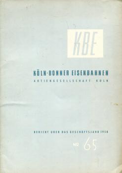 Köln-Bonner Eisenbahn Geschäftsbericht 1958 KBE