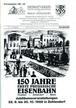 150 Jahre erste preussische Eisenbahn Potsdam – Zehlendorf – Berlin