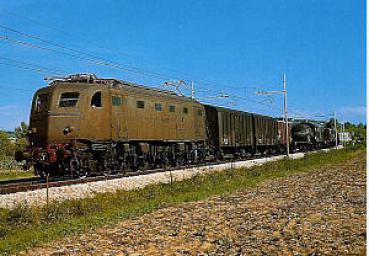 FS, elektrische Lokomotive E.428 III bei Cattolica, 1978
