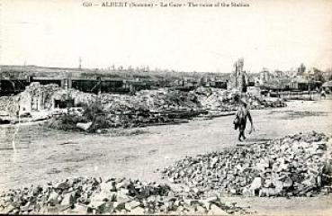 AK Albert La Gare The Ruins of the Station Bahnhof