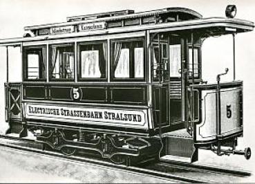 Foto AK Straßenbahn Stralsund Tw 5 Busch