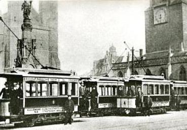 Foto AK Straßenbahn Halle Tw 8, 6 und 4