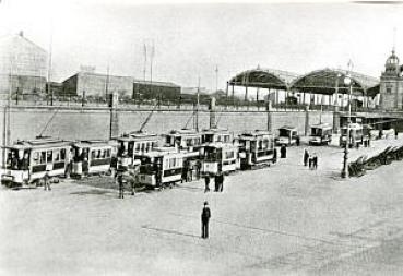 Foto AK Straßenbahn Halle am Hauptbahnhof