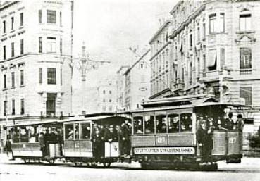 Foto AK Straßenbahn Stuttgart Tw 127 mit Bw