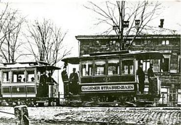 Foto AK Straßenbahn Hagen Akku Tw mit Beiwagen 6