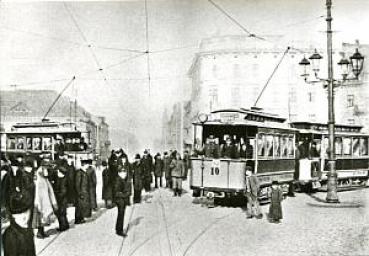 Foto AK Straßenbahn Lodz Tw 3 und Tw 10