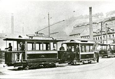 Foto AK Straßenbahn Barmen Tw 45 Bw 129 und Sommerbeiwagen 153