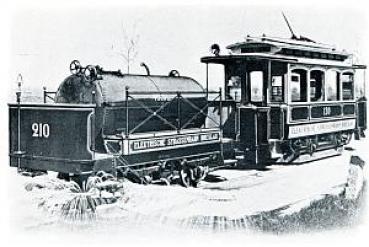 Foto AK Straßenbahn Breslau Sprengwagen