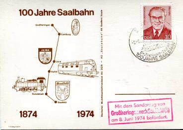 100 Jahre Saalbahn 1974 mit Sonderstempel