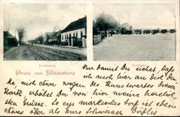 AK Gruß aus Mildenberg Dorfstrasse und Feldbahn