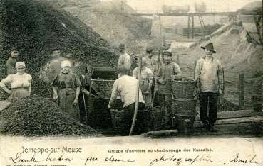 AK Jemeppe sur Meuse Kohleabbau mit Feldbahn