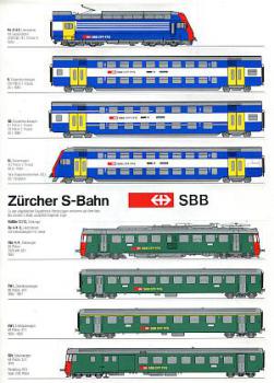 Aufkleberbogen SBB Fahrzeuge Züricher S-Bahn