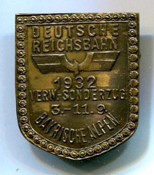Anstecknadel Deutsche Reichsbahn 1932 Sonderzug Bayer. Alpen