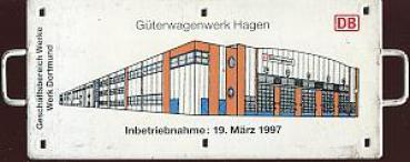 Miniatur Zuglaufschild Güterwagenwerk Hagen