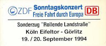 Miniatur Zuglaufschild Sonntagskonzert Rollende Landstraße Köln