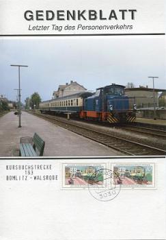Gedenkblatt letzter Tag Personenverkehr Bomlitz - Walsrode 1991