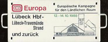 Miniatur Zuglaufschild DB Europa Lübeck 1988
