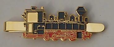 Krawattenklammer/ Krawattenschieber Brigadelok Dampflok schwarz/rot/gold 3,8cm Waldbahn