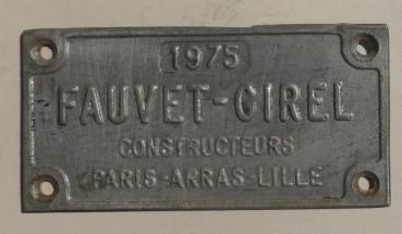 Fabrikschild Fauvet-Girel Constructeurs 1975 (Frankreich)