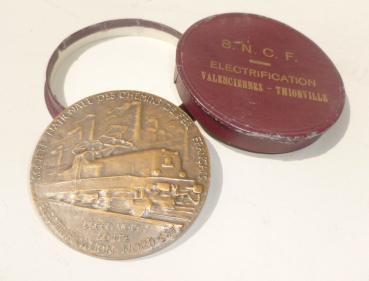 Gedenkmedaille Elektrifizierung der Strecke Valenciennes – Thionville SNCF Frankreich 1955