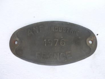 Fabrikschild ANF Industrie France 1976