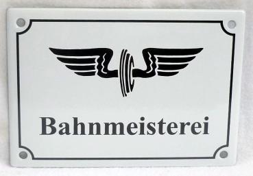 Bahnmeisterei mit Flügelrad (Emailleschild)