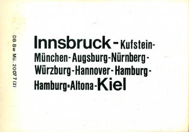 Zuglaufschild Innsbruck – Kiel