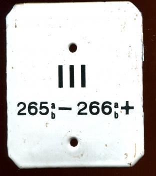 Emailleschild aus Stellwerk III 265a/b – 266 a/b +