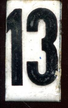 Zahl für Abfahrtstafel Emaille 13