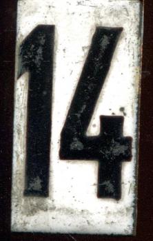 Zahl für Abfahrtstafel Emaille 14