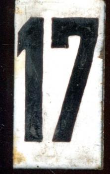 Zahl für Abfahrtstafel Emaille 17