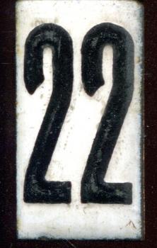 Zahl für Abfahrtstafel Emaille 22