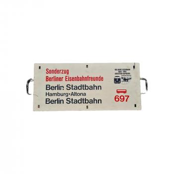Zuglaufschild Sonderzug Berliner Eisenbahnfreunde Berlin – Hamburg Metall