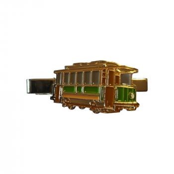 Krawattenklammer Straßenbahn 1920er Jahre braun/grün 4 cm (K21)