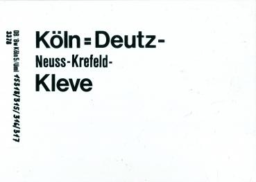 Zuglaufschild Köln-Deutz – Kleve