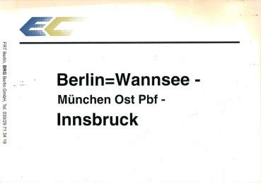 Zuglaufschild EC Berlin Wannsee – Innsbruck