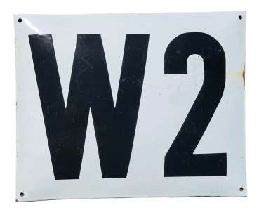 Emailleschild W 2 vom Stellwerk