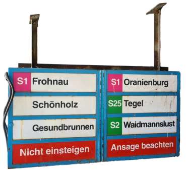 Großer Zielanzeiger vom Bahnhof der Berliner S-Bahn *** KEIN VERSAND *** NUR ABHOLUNG ***