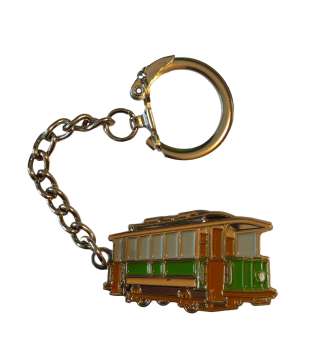 Schlüsselanhänger Straßenbahn 1920er Jahre braun/grün 4 cm (S21)